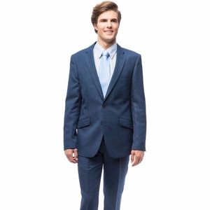 Brand New Single Breasted Blue Men's Slim Suit 48L